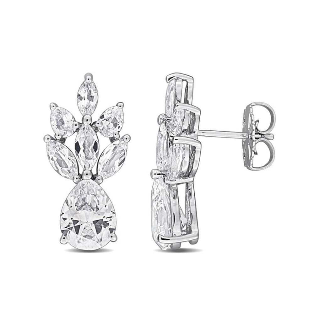 9.28 Carat (ctw) Lab-Created White Sapphire Dangle Drop Earrings Sterling Silver